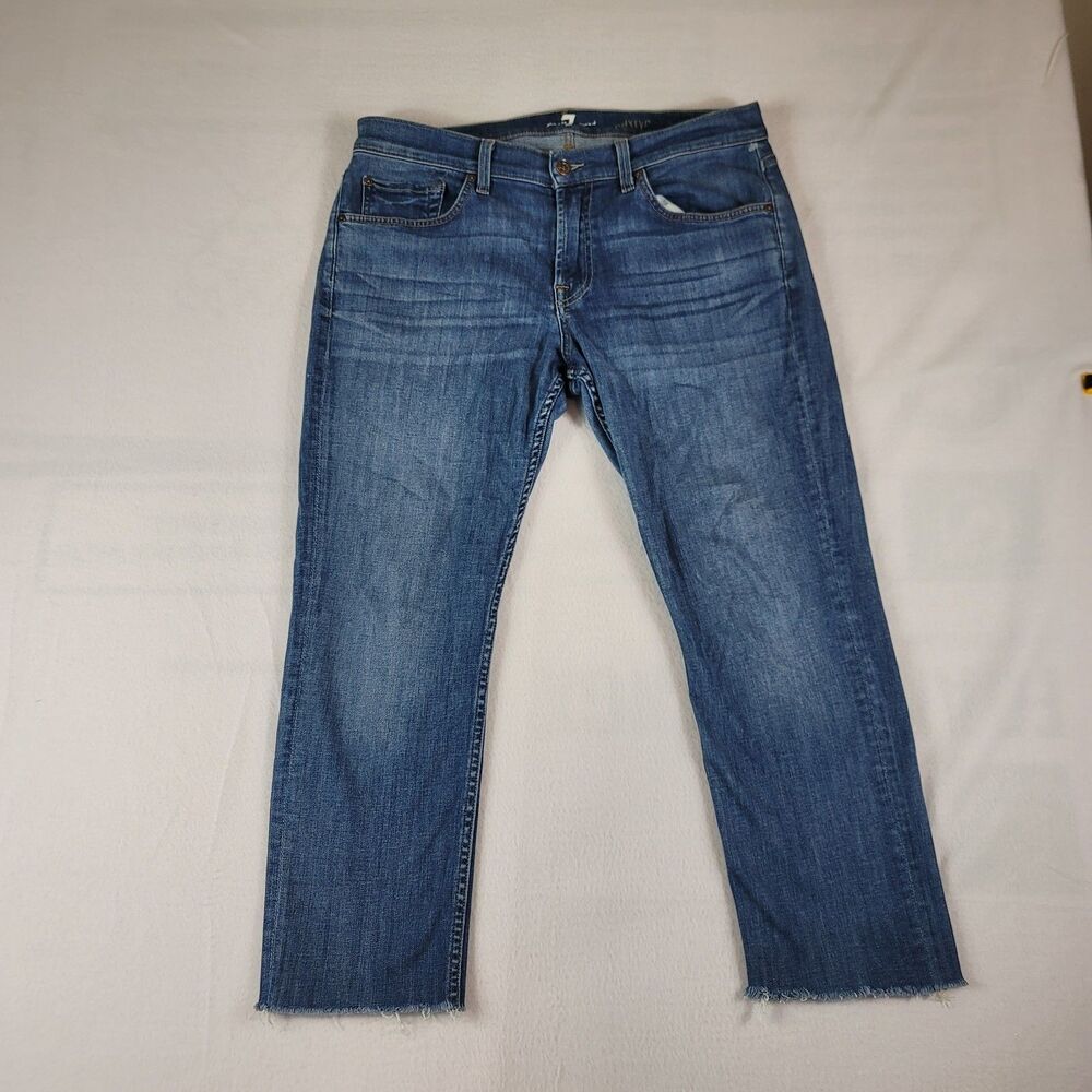 7 For All Mankind Cropped Jeans Women's Size 36 Blue Denim Cotton 5-Pockets
